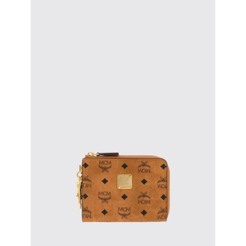 Mcm Men Mcm Aren Flat Coated Cotton Wallet With Visetos Print And Snap Hook